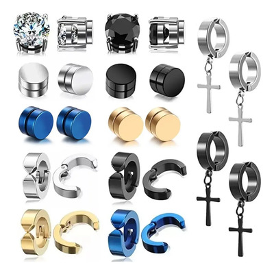 24 Pzs Piercing Falsos Aretes Acero Inoxidable Para Hombre | MercadoLibre