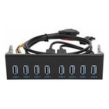 Hubs Usb Pusokei Panel Frontal Usb 3.0 Hub 8 Puertos, 19 Pin