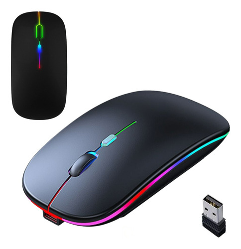 Mouse Recarregável Wireless Sem Fio Com Led Colorido Premium