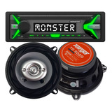 Estéreo Para Auto Monster X 1100 Usb Sd Bt Rgb + Parlantes 5