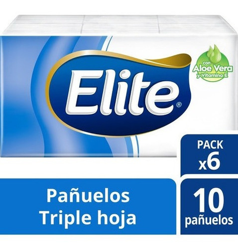 Pañuelos Elite Aloe Vera 6 Paq 10 Un Elite