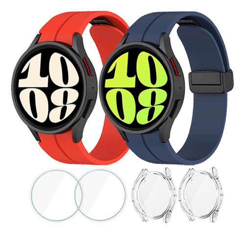 2 Correas + Mica + Case Para Samsung Galaxy Watch 4 5 Pro 6