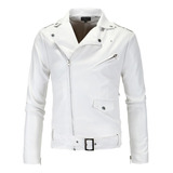 Locomotora Casual Para Hombre Para Chaqueta De Cuero Pu Whit