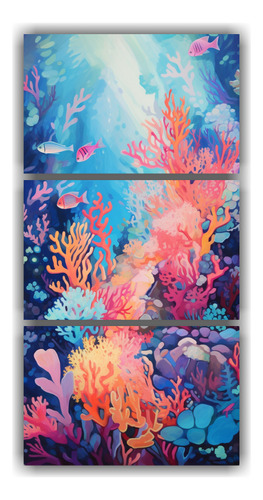 30x60cm Cuadro Decorativo Vanguardia Acuario Abstracto Coral