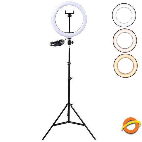 Kit Aro Luz Led Fria Calida Selfie 16cm Anillo Usb Tripode