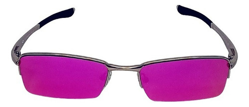 Óculos De Sol Sm Sol Único Armação De Metal Cor Prata, Lente Rosa De Policarbonato Espelhada/degradada
