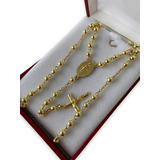 Rosario Oro 18k Cadena Hombre Mujer Denario Medalla Cruz 4mm