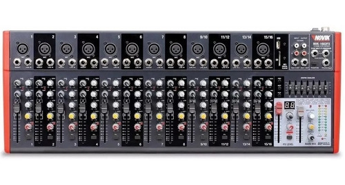 Consola Mixer Novik Nvk-1602fx Bt Usb 16 Canales Slim Fx.