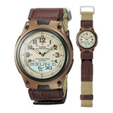 Reloj Casio Aw80 Lona Café - 30 Memorias - Sumergible 100m