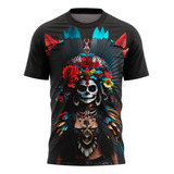 Playera Calavera Catrina Penacho Azteca