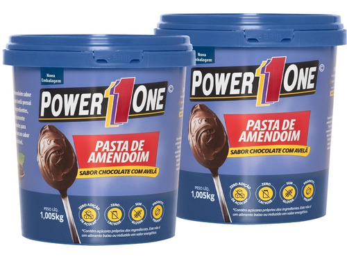 2x Pasta Amendoim Chocolate Avelã 1kg Power One Lançamento