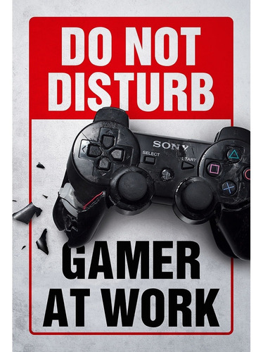 Placa Quadro Decorativo 60x40cm Do Not Disturb Gamer At Work