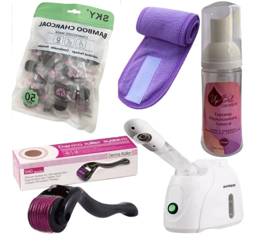 Kit Limpeza Facial Vaporizador + Máscaras Desidratada Espuma