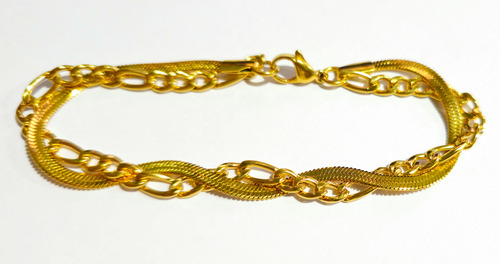 Pulsera Doble Oro 18 Kilates Clapton- Figaro 19cm X 6mm 2024