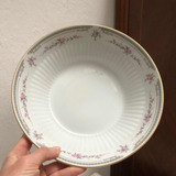 Ensaladera Porcelana Tsuji Vintage Florcitas Rosas Borde Oro