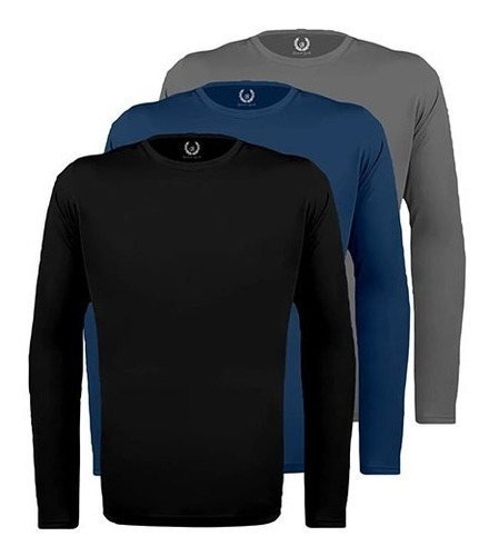 Kit 3 Camisetas Térmicas Masculina Segunda Pele Camisa Uv50+