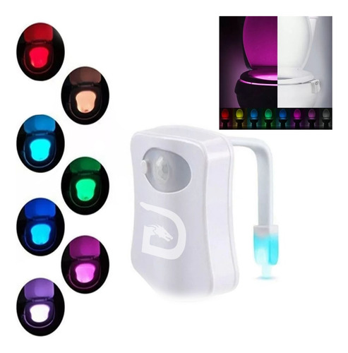 Luz De Inodoro Sensor Movimiento Led 8 Colores Automatico