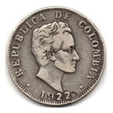 50 Centavos 1922 Medellín Paticos Base Curva Plata