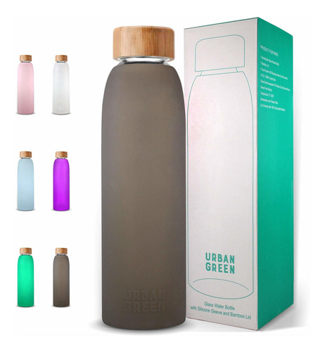 Urban Green De Agua De Vidrio Con Funda Protectora A Y Tapa 