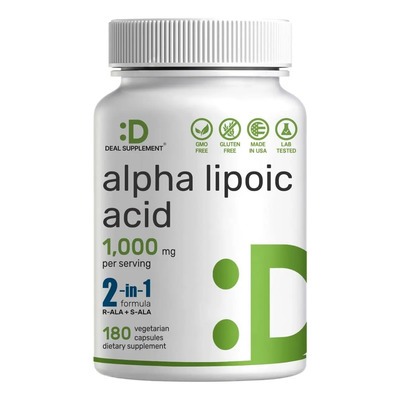 Deal Supplement Ácido alfa lipoico 1,000 mg, 180 cápsulas vegetales – 50\u002F50 R-ALA y S-ALA para una máxima biodisponibilidad | Envío gratis