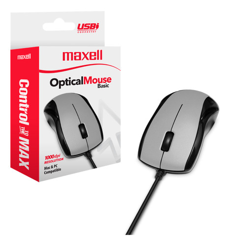 Mouse Usb Maxell Optico Mowr-101 Ergonomico Sensor 1000dpi