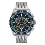 Reloj Citizen Blue Angels Navihawk Cb5848-57l Eco Drive M Color De La Malla Plata Color Del Bisel Plata Color Del Fondo Azul