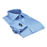 Camisa Egípcio Com Elastano Italiano Azul Clarinho