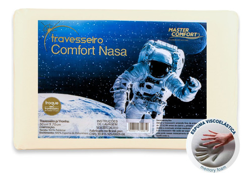 Travesseiro Pra Fronha Comfort Nasa Poliéster 50 X 70 Cm Cor Branco