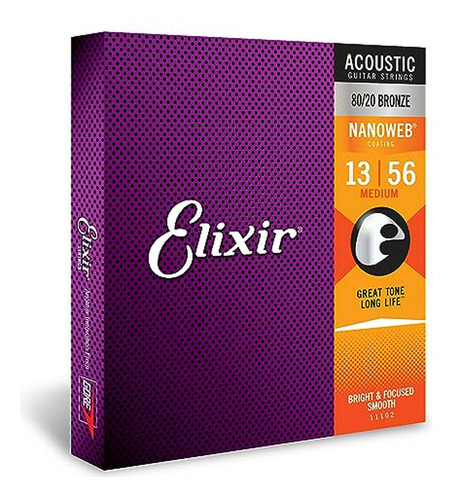 Elixir, Cuerdas De Bronce Para Guitarra Acústica 80/20 Con R