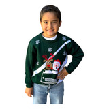 Ugly Sweater / Sueter Navideño Infantil Santa Y Reno