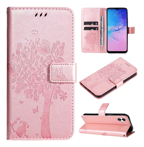 Capa De Couro Cute Cat Emboss Cards Solt Wallet Para Samsung