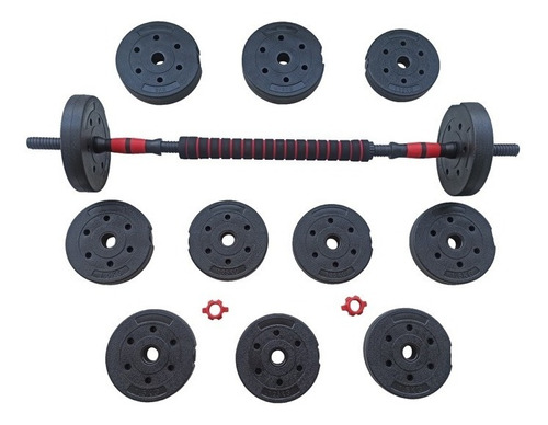 Kit / Set Mancuernas 20kg Gym Pesas Con Barra Extra De Union