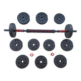 Kit / Set Mancuernas 20kg Gym Pesas Con Barra Extra De Union