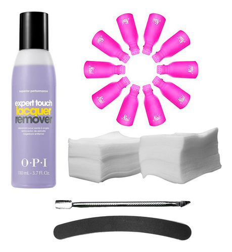 Kit Removedor Esmalte Permanente Opi + Pinzas + Repujador