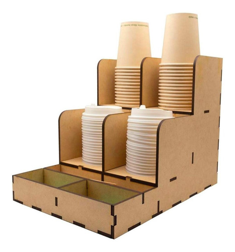 Organizador De Vasos Cafetería Oficina Mdf Corte Laser