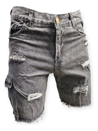 Bermuda De Jeans De Hombre Mom Rigida Con Bolsillos