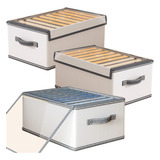 3 Cajas Organizadoras De Tela Plegable Con Tapa Y 7 Rejillas