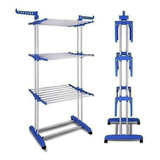 Tendedero Vertical De Metal De 3 Niveles, 170 X 126 X 64 Cm, Azul