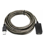 Cable Extension Usb Macho A Hembra Con Amplificador 5 Mts Color Negro