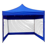 Carpa Azul Con Paredes Transparentes 3x3m Armable Y Plegable