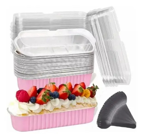 50 Moldes Para Tarta De Hornear Desechables Con Tapa+cuchara | MercadoLibre