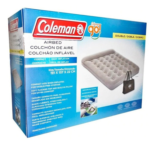 Colchón Inflable Matrimonial Coleman® Incluye Bomba Inflar