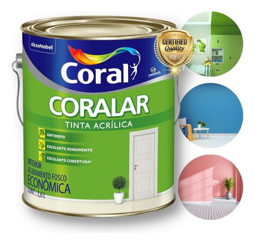 Tinta Anti Mofo Interior Coralar Acrílica Parede 3,6l cores