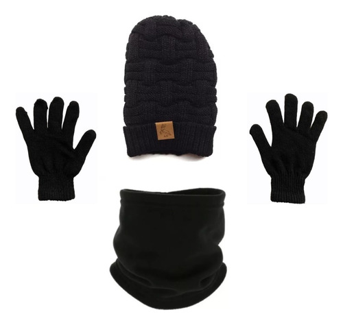 Combo X3 Gorro, Bufanda Y Guantes Térmicos Unisex Clima Frio