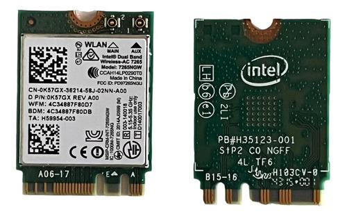 Placa De Red Wifi M.2 Intel 7265 Dual Band + Bluetooth 4.2