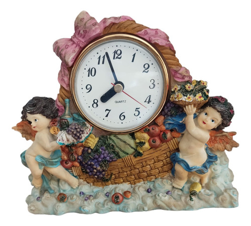 Reloj De Mesa Antiguo Porcelana Italiano Con Angeles