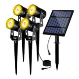 Iluminacion Luz Solar Led Kit 4 Estacas Con Panel Solar