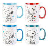 Peanuts Snoopy Freckled Joy Tazas De 15 Oz, Gres, Paquete De