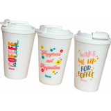 Vaso Térmico Coffee Cup Tapa Click Plástico Elegir Diseño