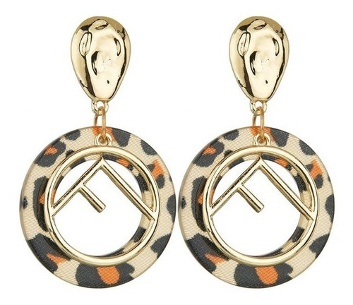 Aretes  Colgantes Letra  F  Animal Print  Moda Fashion